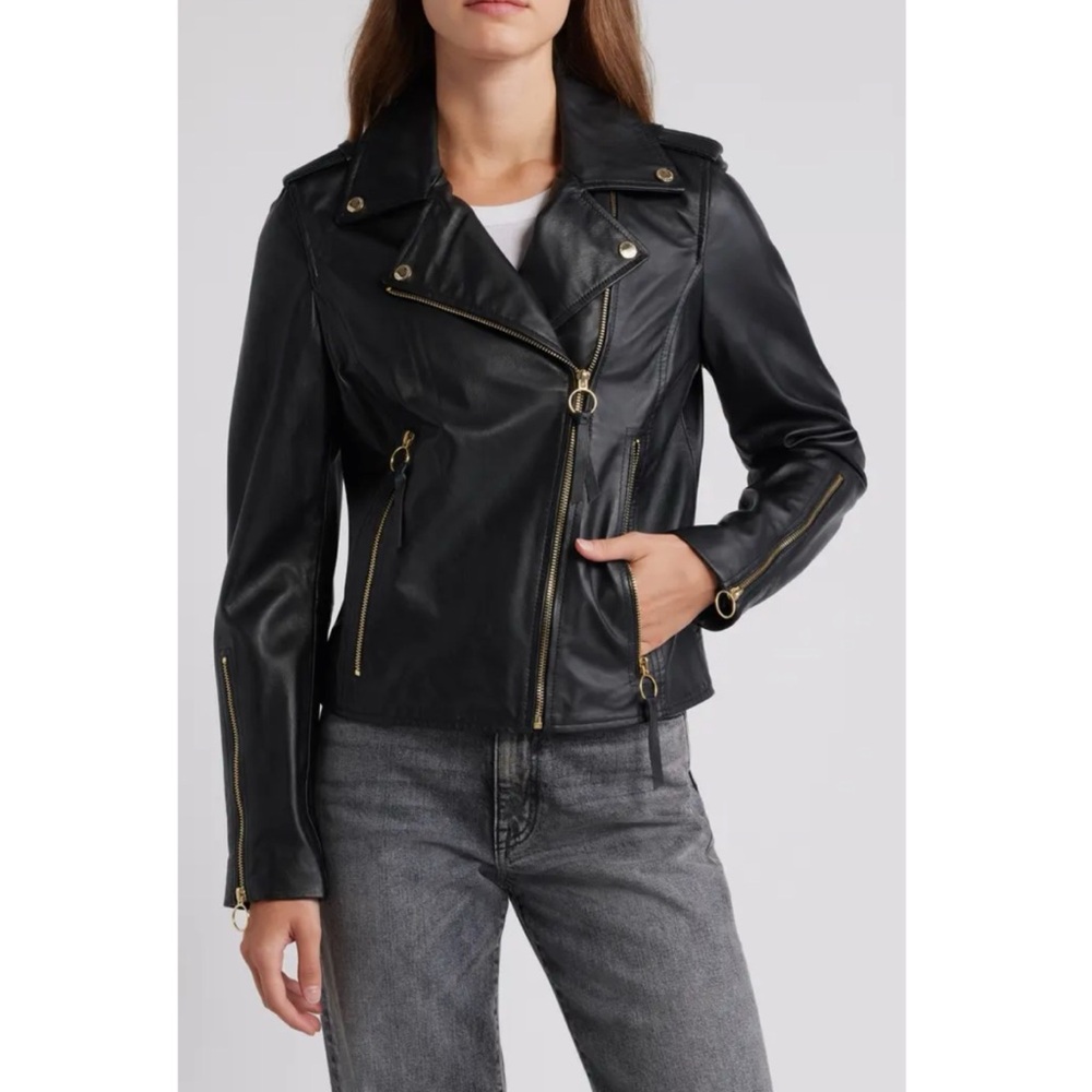 Sam Edelman leather moto jacket with gold hardware size 1X NWT